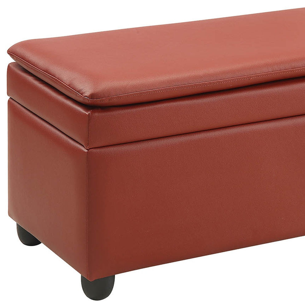 Wine PU Upholstery Bench wStorage By Homeroots | Benches | Modishstore - 5