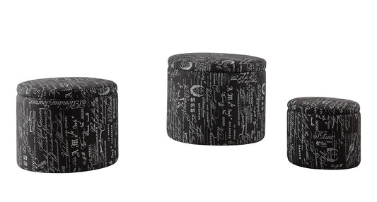 Pattern Fabric Upholstery 3Pc Pk Ottomans wStorage By Homeroots | Ottomans | Modishstore