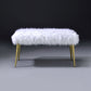 White FauFur Gold Metal Upholstered Seat Bench By Homeroots | Benches | Modishstore - 4
