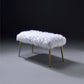 White FauFur Gold Metal Upholstered Seat Bench By Homeroots | Benches | Modishstore - 5