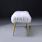 White FauFur Gold Metal Upholstered Seat Bench By Homeroots | Benches | Modishstore - 6