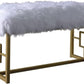 White FauFur Gold Metal Upholstered Bench By Homeroots | Benches | Modishstore