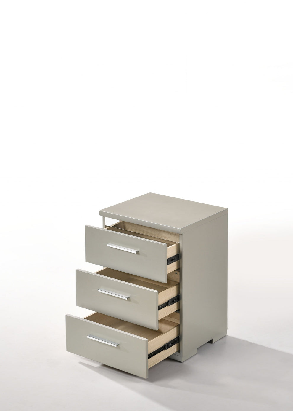 Silver Wood Veneer Paper Nightstand By Homeroots | Nightstands | Modishstore - 3