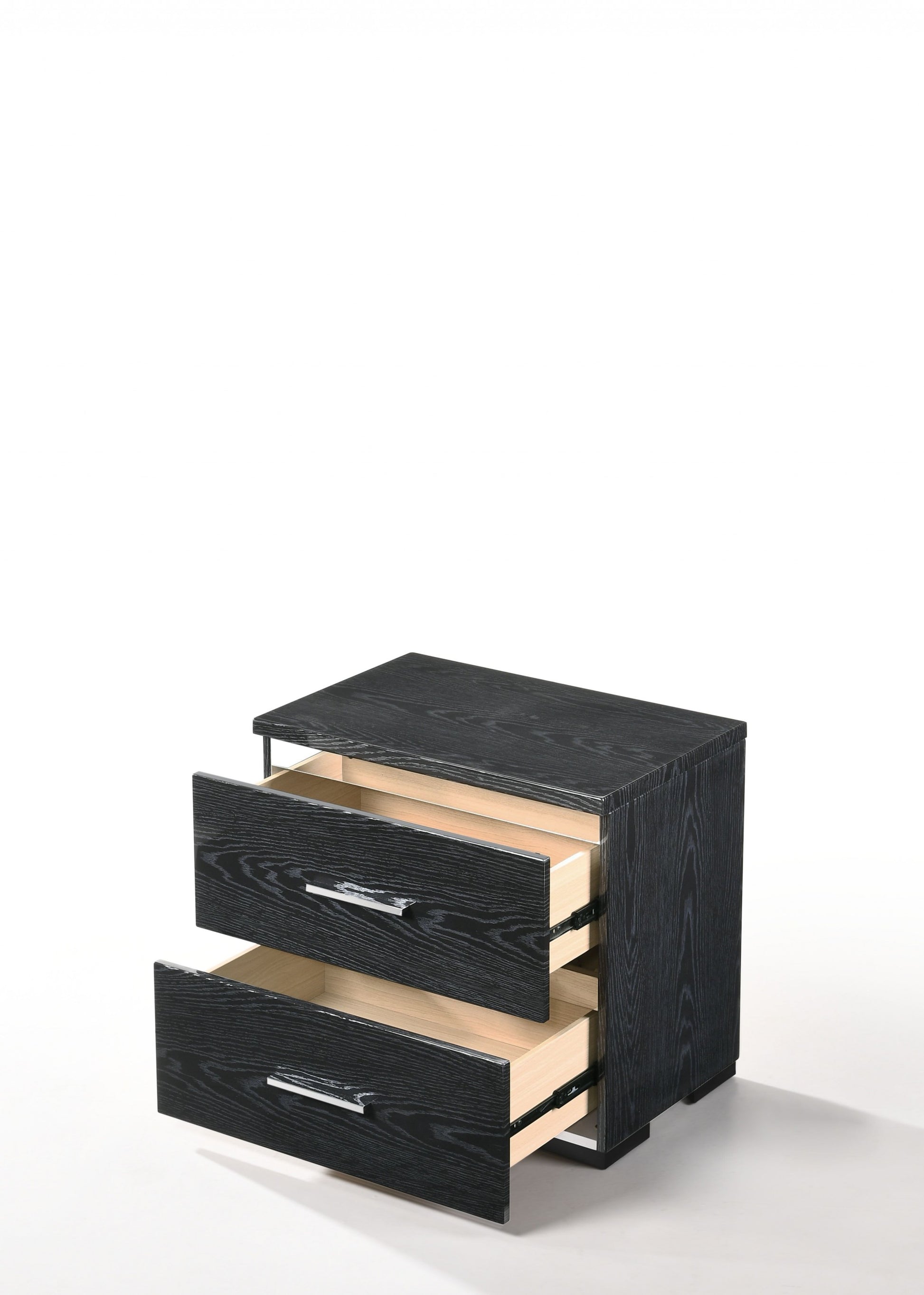 Black High Gloss Wood Veneer Paper Nightstand By Homeroots | Nightstands | Modishstore - 3