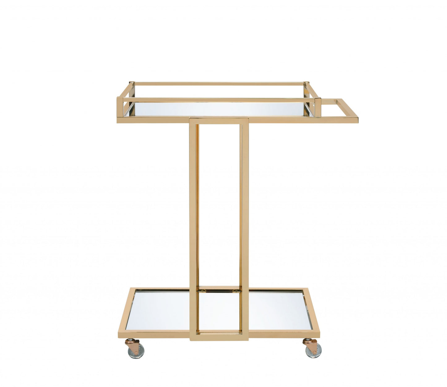 Gold Metal Mirror Casters Serving Cart By Homeroots | Bar Carts | Modishstore - 3