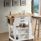 Natural White Wood Casters Kitchen Cart By Homeroots | Bar Carts | Modishstore