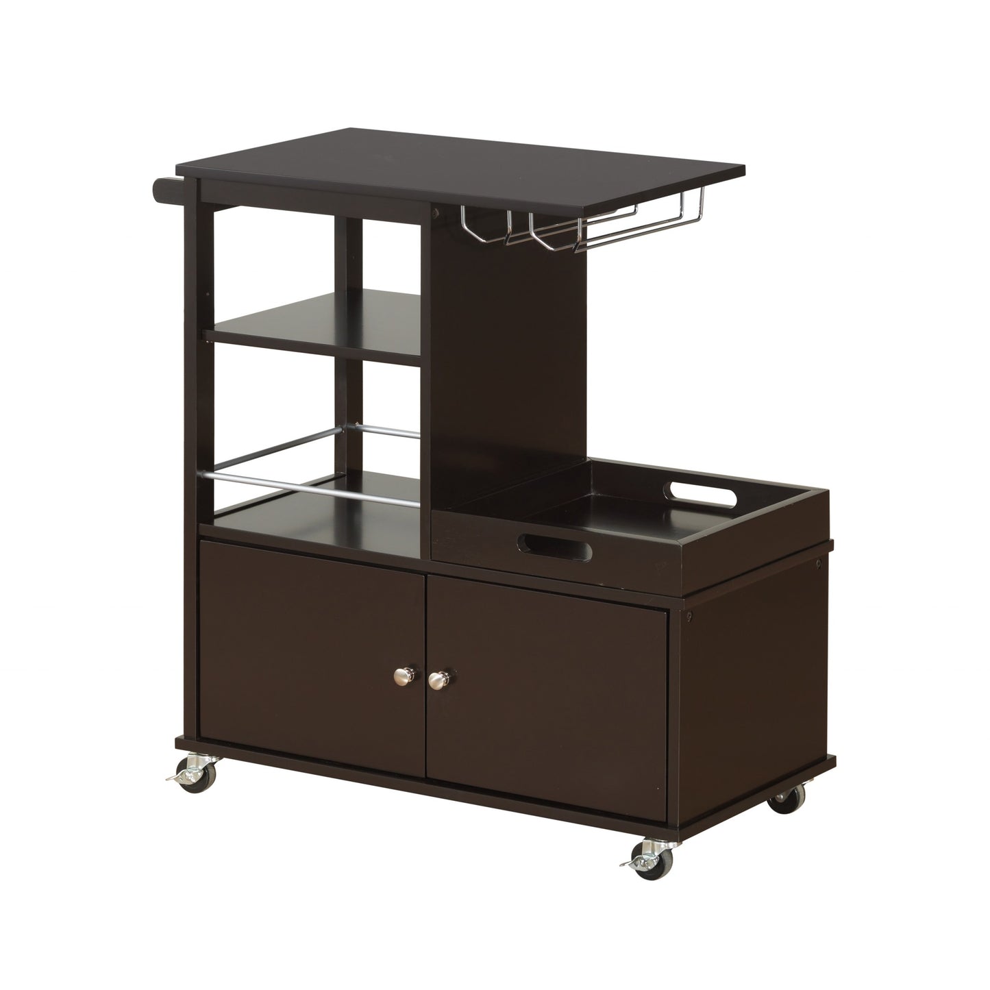 Wenge Wood Casters Kitchen Cart By Homeroots | Bar Carts | Modishstore