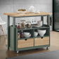 Natural Green Wood Casters Kitchen Cart By Homeroots | Bar Carts | Modishstore