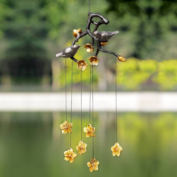 Lovebirds and Flowers Wind Chime By SPI Home | Decor | Modishstore