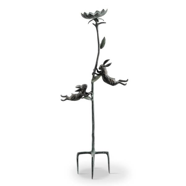 Rowdy Rabbit Pair and Flower Birdfeeder With Stake By SPI Home | Outdoor Decor | Modishstore-3