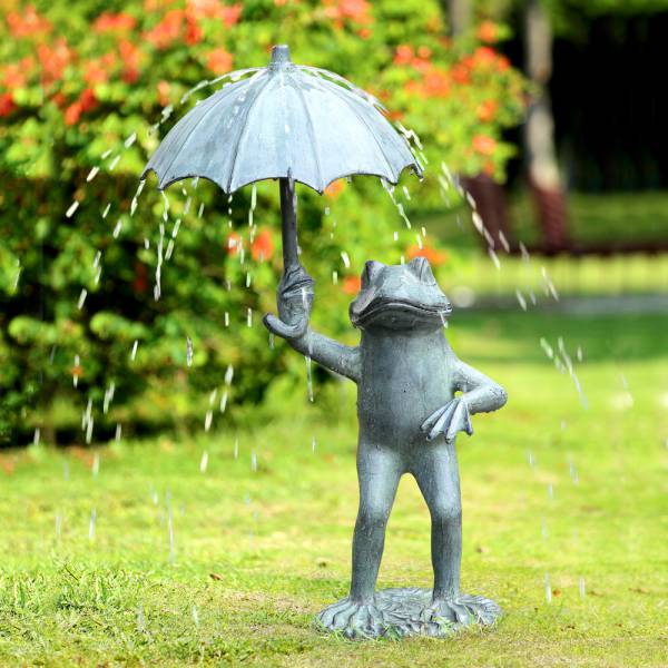 Frog with Umbrella Garden Spitter SPI Home | Garden Sculptures & Statues | Modishstore-2