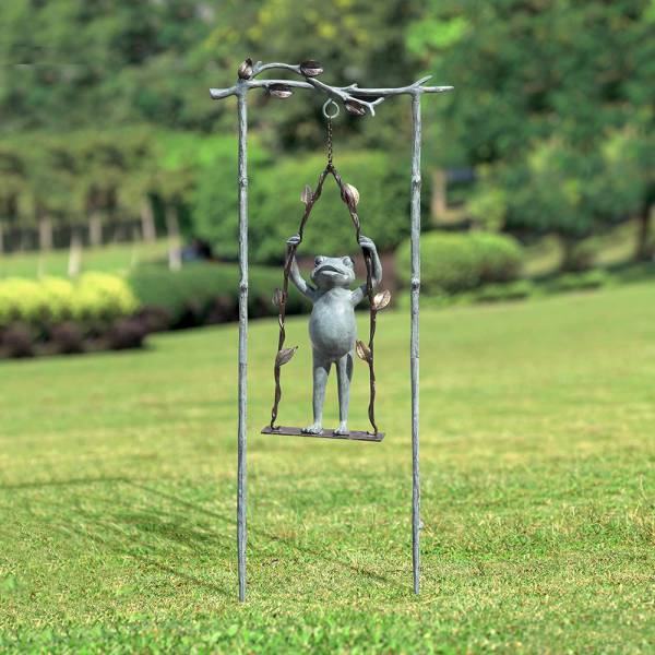 Daredevil Frog on Swing Garden Stake By SPI Home | Outdoor Decor | Modishstore-2