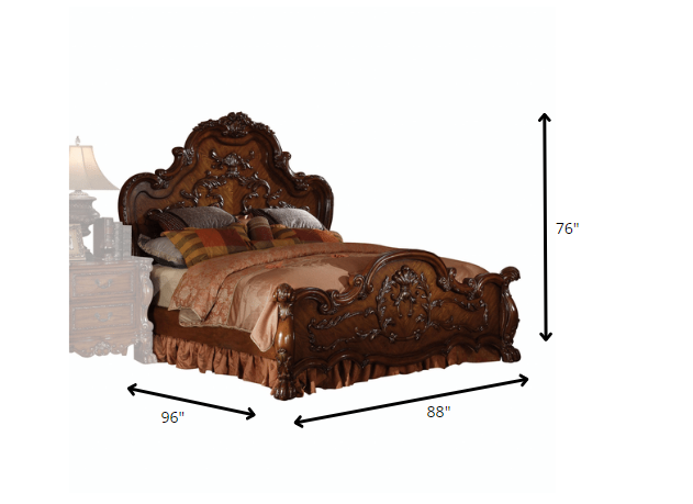 Cherry Oak Wood Poly Resin California King Bed By Homeroots - 348165 | Beds | Modishstore - 3