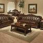 Espresso Top Grain Leather Match Upholstery Wood Sofa By Homeroots | Sofa Set | Modishstore - 2