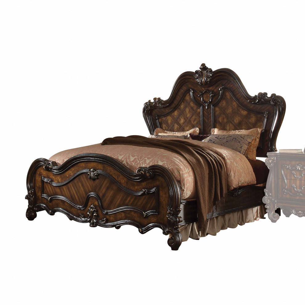 Cherry Oak Wood Poly Resin Eastern King Bed By Homeroots - 348181 | Beds | Modishstore - 2