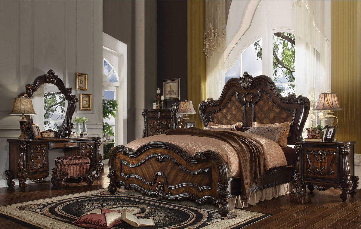 Cherry Oak Wood Poly Resin Eastern King Bed By Homeroots - 348181 | Beds | Modishstore