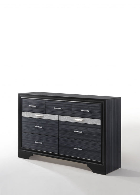 39' Contemporary Black Wood Finish Dresser With 9 Drawers By Homeroots | Dressers | Modishstore