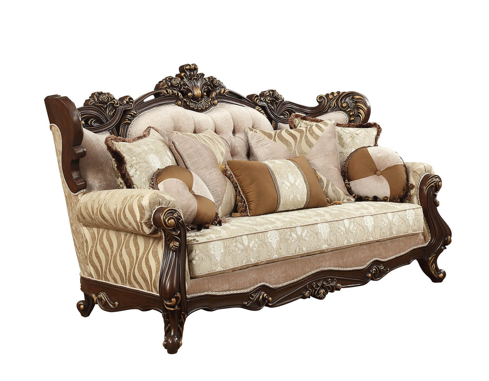 Fabric Walnut Upholstery Wood LegTrim Sofa w Pillows By Homeroots - 348225 | Sofas | Modishstore - 3