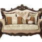 Fabric Walnut Upholstery Wood LegTrim Loveseat w Pillows By Homeroots - 348226 | Loveseats | Modishstore