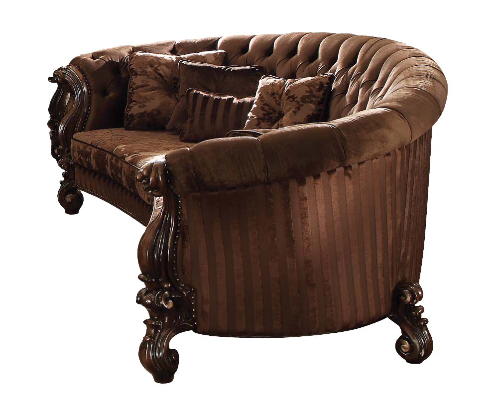 Brown Velvet Cherry Oak Upholstery Poly Resin Sofa w Pillows By Homeroots | Sofas | Modishstore