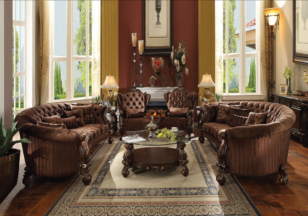 Brown Velvet Cherry Oak Upholstery Poly Resin Sofa w Pillows By Homeroots | Sofas | Modishstore - 2