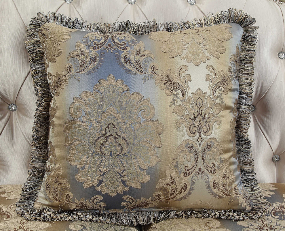 Fabric Antique White Upholstery Poly-Resin Sofa w Pillows By Homeroots | Sofas | Modishstore - 3