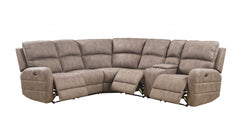 Mocha Nubuck Upholstery Metal Reclining Mechanism Sectional Sofa (Power Motion & USB) By Homeroots
