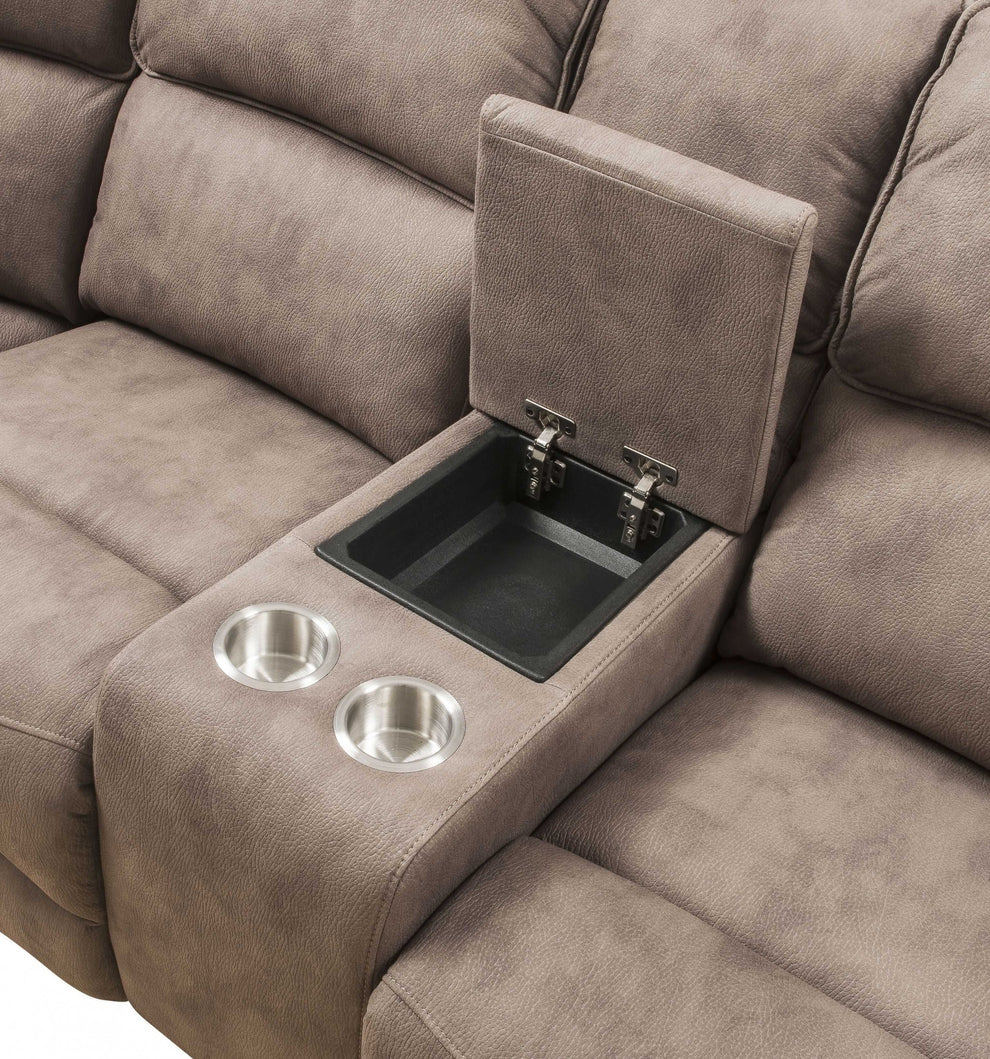 Mocha Nubuck Upholstery Metal Reclining Mechanism Sectional Sofa (Power Motion & USB) By Homeroots | Sectional | Modishstore - 3