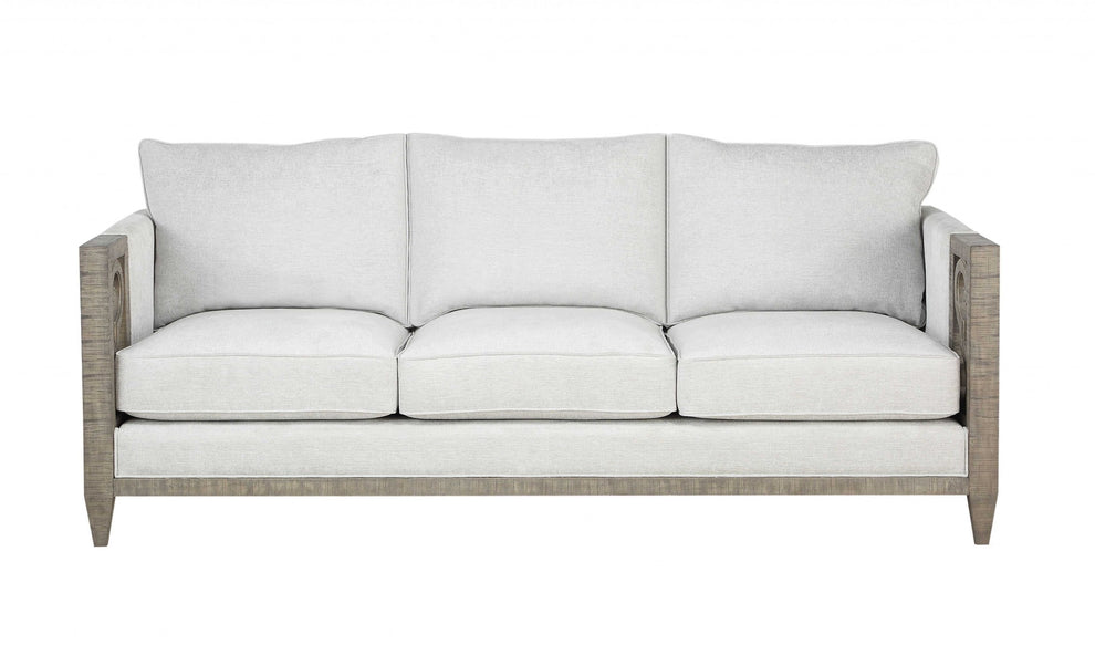 Fabric Salvaged Natural Upholstery Wood Leg Sofa By Homeroots | Sofas | Modishstore - 2