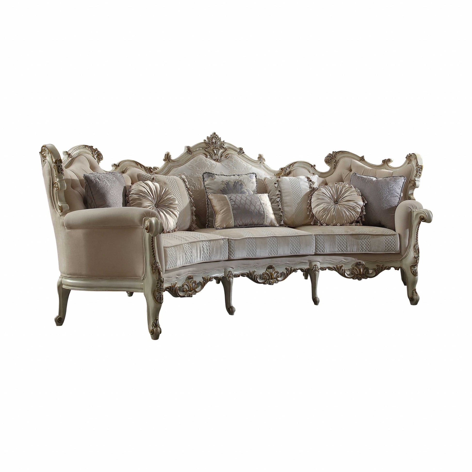 52" X 113" X 46" Fabric Antique Pearl Upholstery Poly Resin Sofa W8 Pillows By Homeroots | Sofas | Modishstore