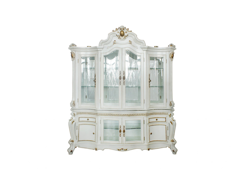Antique Pearl Wood Polyresin Glass Mirror Hutch Buffet By Homeroots | Sideboards | Modishstore - 2