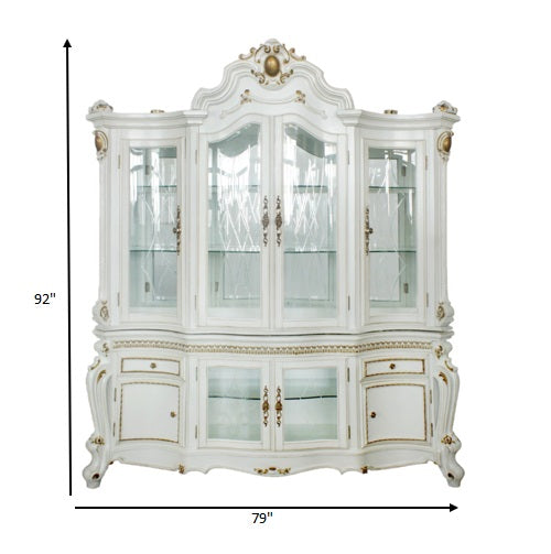 Antique Pearl Wood Polyresin Glass Mirror Hutch Buffet By Homeroots | Sideboards | Modishstore - 5