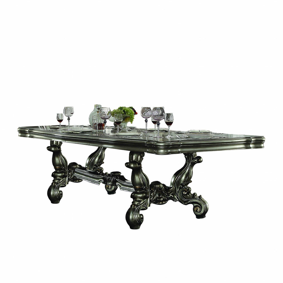 Antique Platinum Wood Poly Resin Dining Table (L) By Homeroots - 348653 | Dining Tables | Modishstore - 2