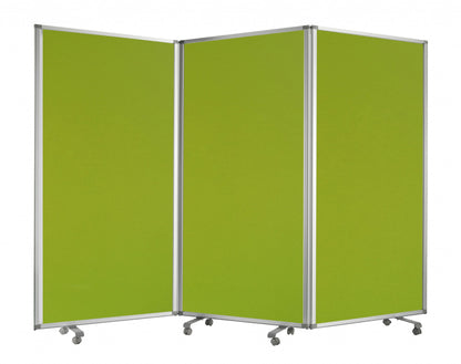 Green Rolling Three Panel Room Divider Screen By Homeroots | Room Dividers | Modishstore - 2