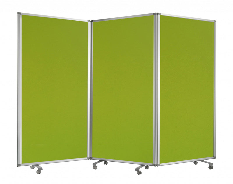 Green Rolling Three Panel Room Divider Screen By Homeroots | Room Dividers | Modishstore - 2