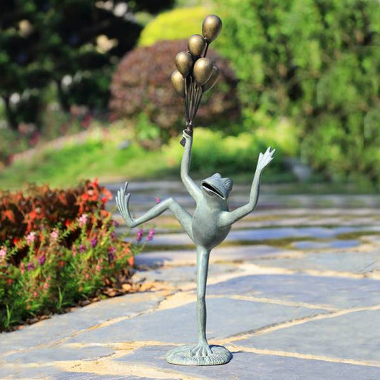 Balloon Seller Frog Garden Sculptures By SPI Home | Garden Sculptures & Statues | Modishstore