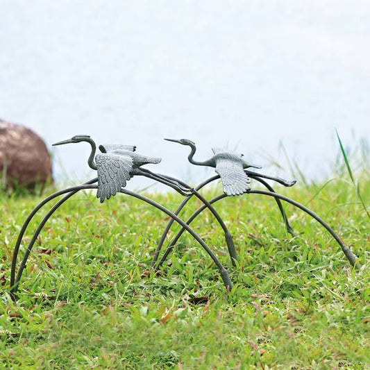 Cranes and Reeds Garden Pair Sculptures By SPI Home | Garden Sculptures & Statues | Modishstore