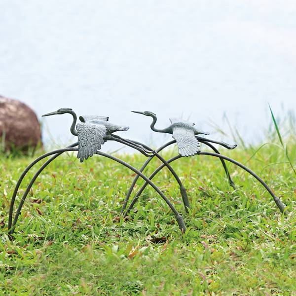 Cranes and Reeds Garden Pair Sculptures By SPI Home | Garden Sculptures & Statues | Modishstore-2