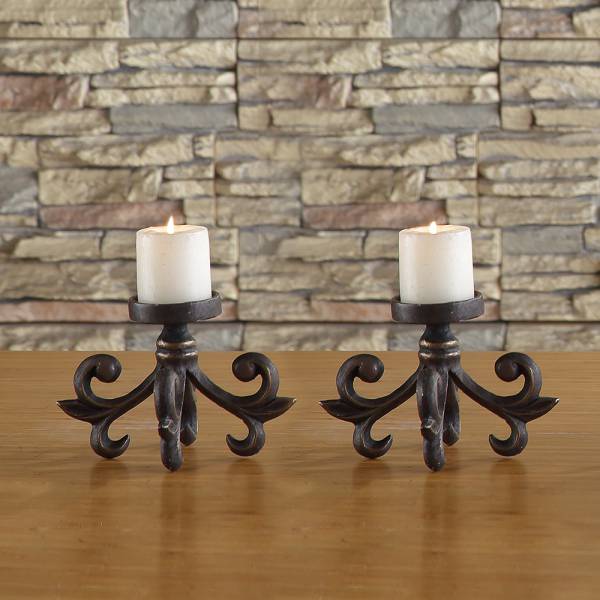 Majorca Scroll Pillar Candle Holders By SPI Home | Candle Holders | Modishstore