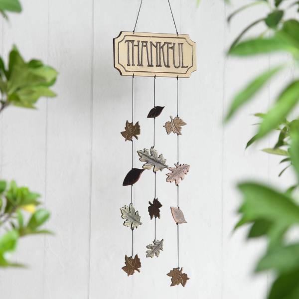 Thankful Windchime with leaves By SPI Home | Decor | Modishstore