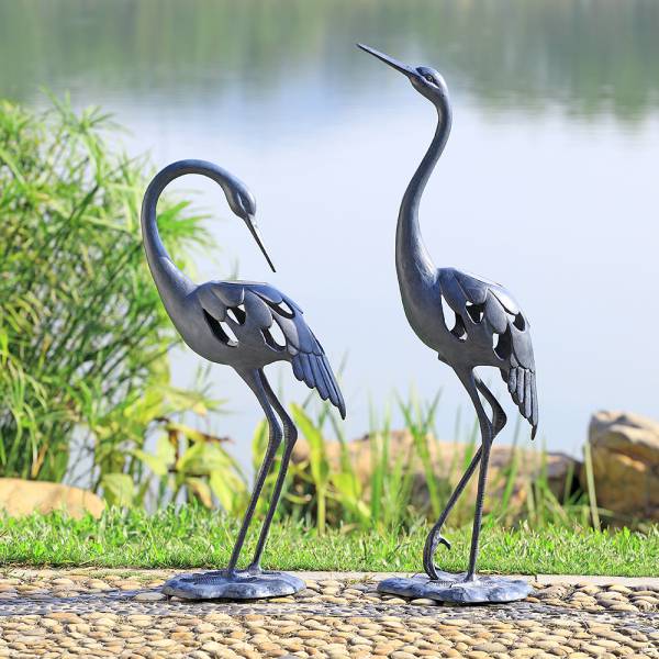 Crane Pair LED Garden Sculpture By SPI Home | Garden Sculptures & Statues | Modishstore