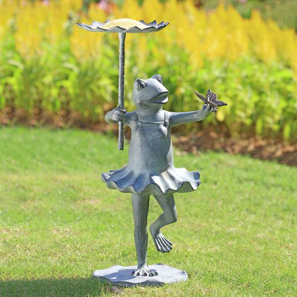 Frog Ballerina Birdfeeder with Butterfly By SPI Home | Outdoor Decor | Modishstore-2