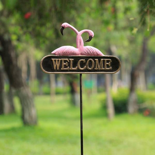 Romantic Flamingos Welcome Sign By SPI Home | Outdoor Decor | Modishstore