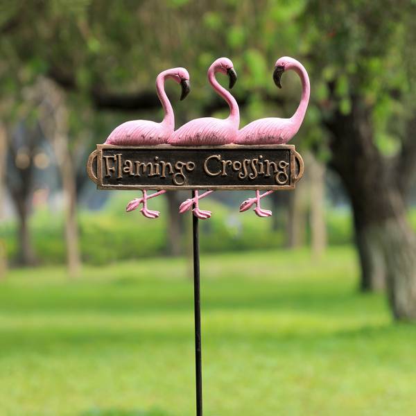 Flamingo Trio Welcome Sign on Stake By SPI Home | Outdoor Decor | Modishstore