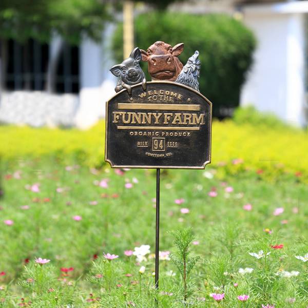 Funny Farm Garden Sign on Stake (Pig, Cow & Rooster) By SPI Home | Outdoor Decor | Modishstore-2