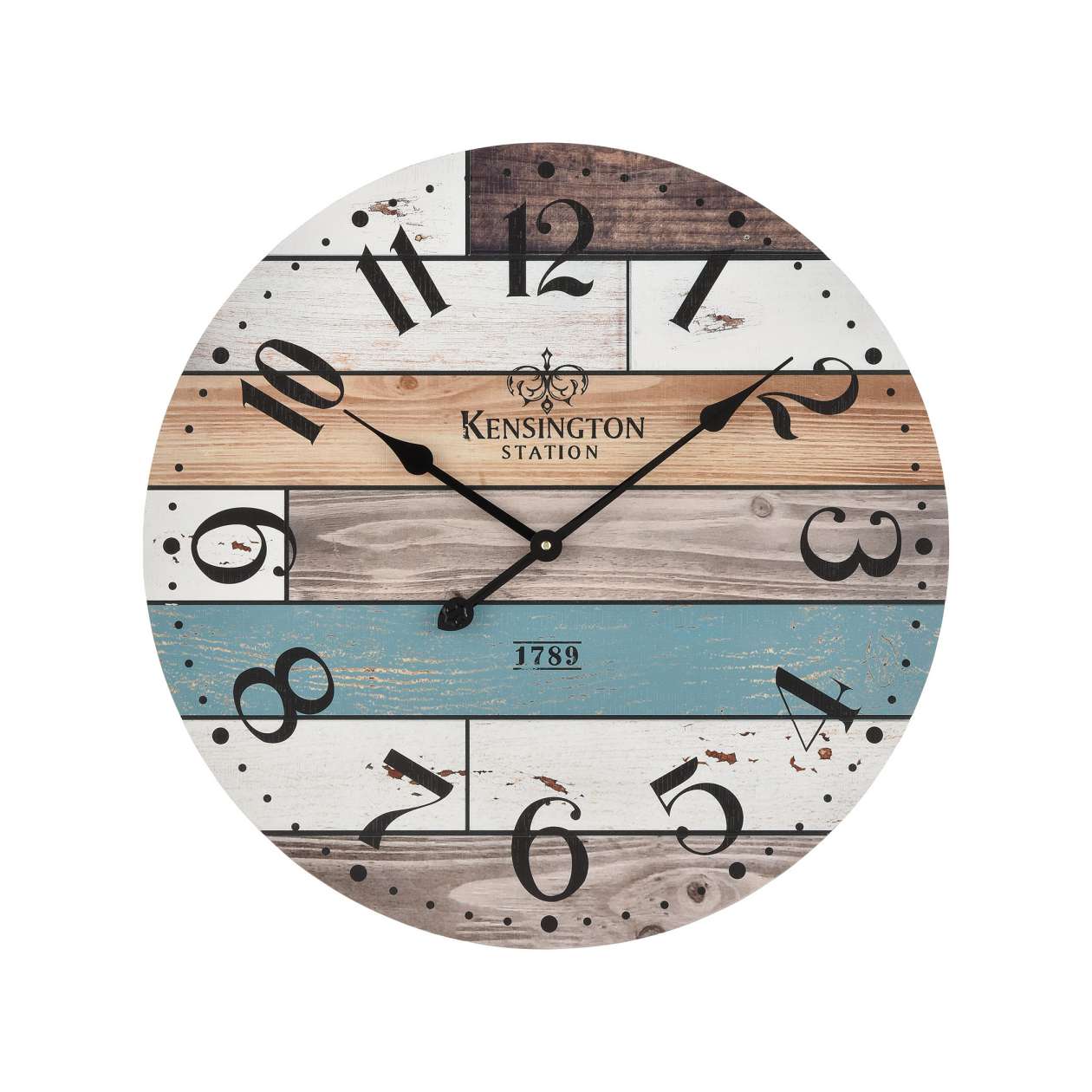 Herrera Wall Clock in Natural wood and Blue ELK Home | Clocks | Modishstore
