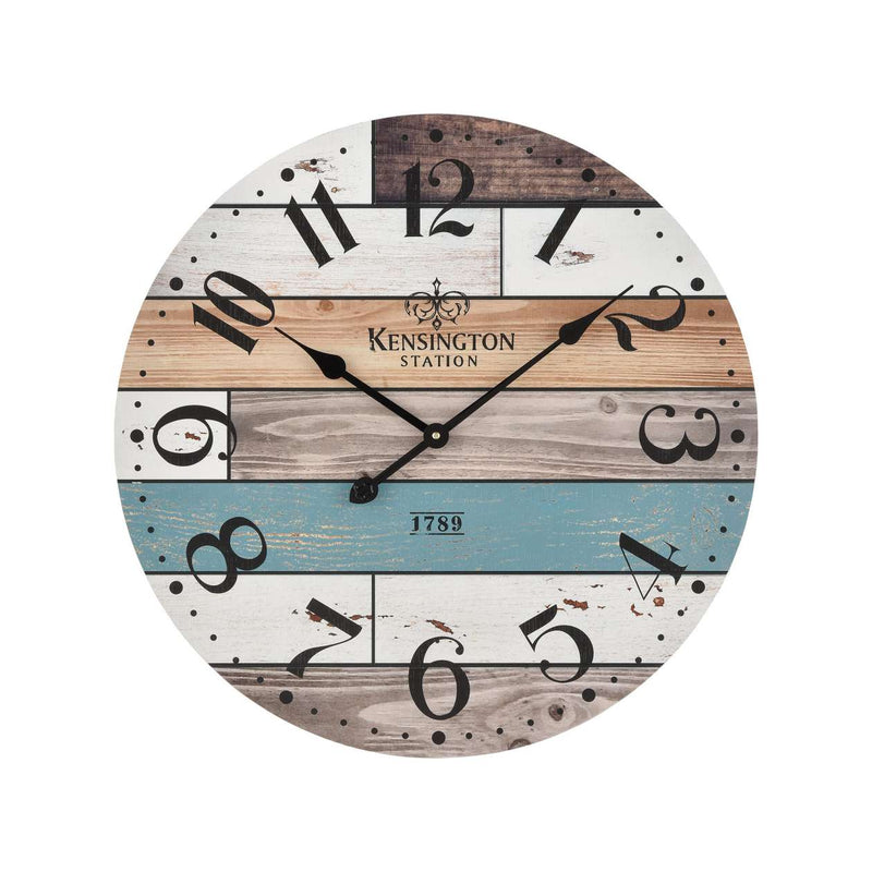 Herrera Wall Clock in Natural wood and Blue ELK Home | Clocks | Modishstore