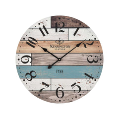 Herrera Wall Clock in Natural wood and Blue ELK Home