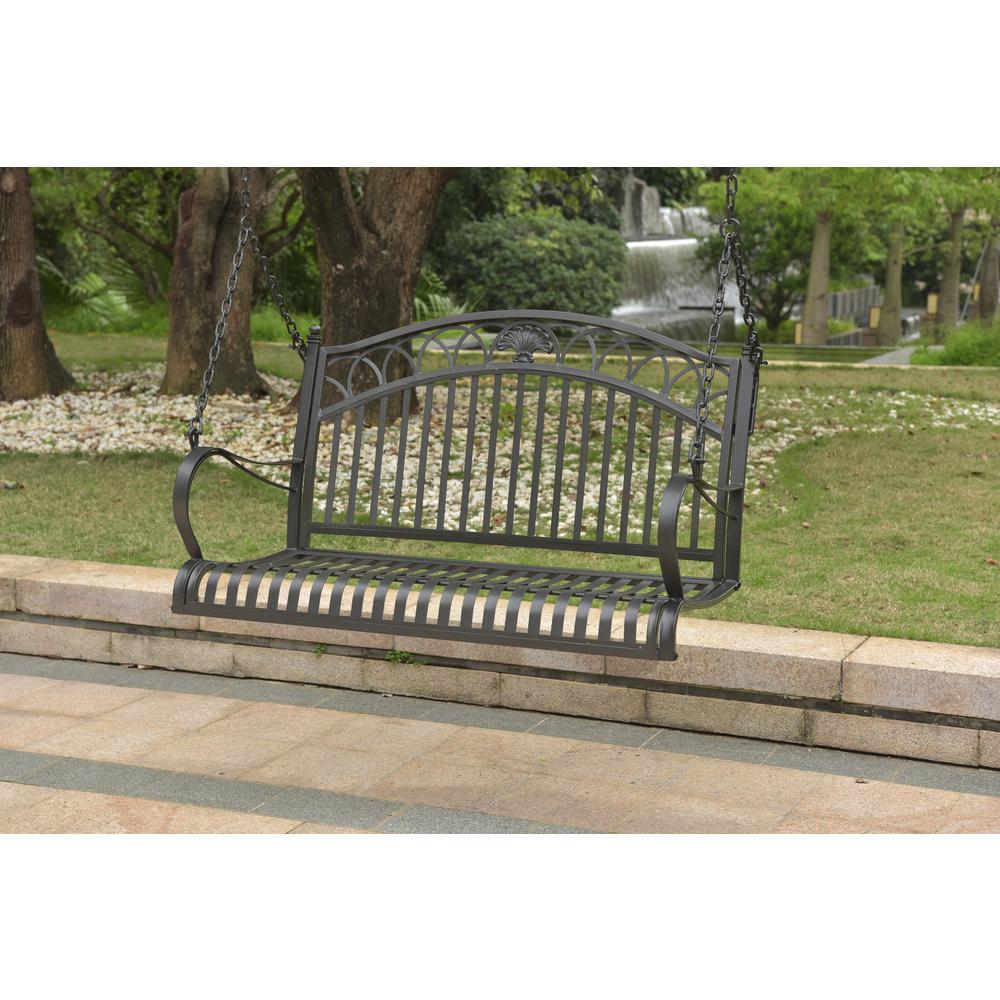 Segovia Iron Loveseat Swing By International Caravan | Outdoor Porch Swings | Modishstore