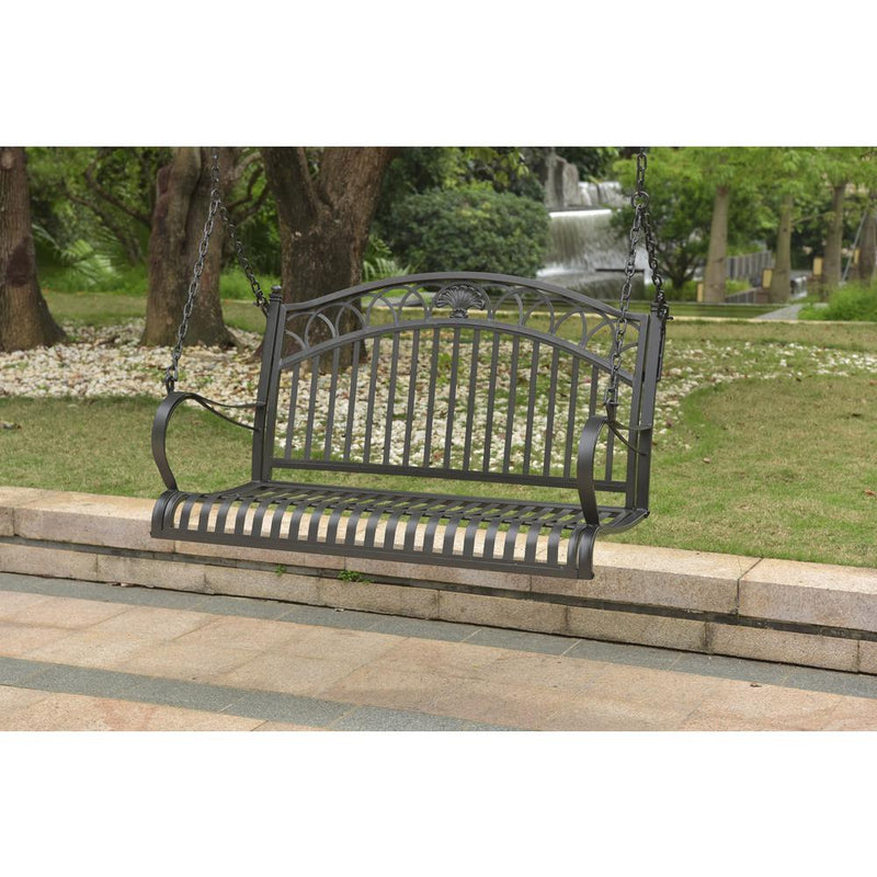 Segovia Iron Loveseat Swing By International Caravan | Outdoor Porch Swings | Modishstore